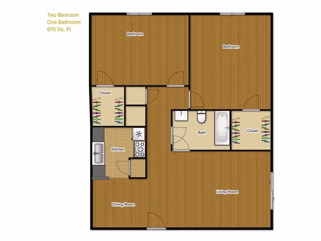 2/1 870 SF 236 floor plan